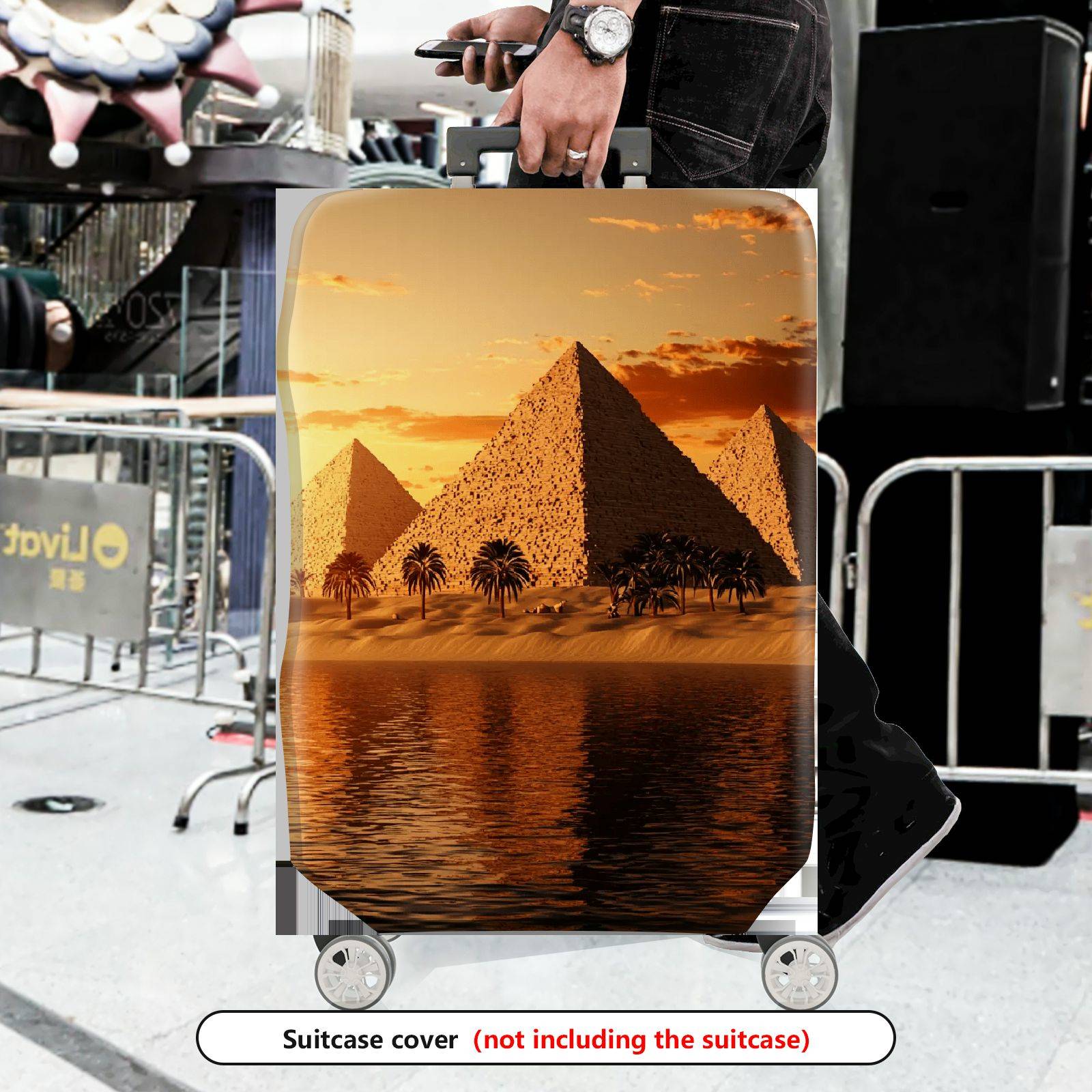 1-Piece Sunset Pyramid Desert Oasis Landscape Egypt Ancient  Suitcase Luggage Cover, Stretch Protective Sleeve