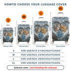 1-Piece Cute Winter Cat Heart Snowflake Rose  Suitcase Luggage Cover, Stretch Protective Sleeve