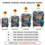 1-Piece Jungle Wildlife Animal Floral Leaf Vibrant  Suitcase Luggage Cover, Stretch Protective Sleeve