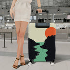 1-Piece Sunset Landscape Nature Mountain River Sun  Suitcase Luggage Cover, Stretch Protective Sleeve