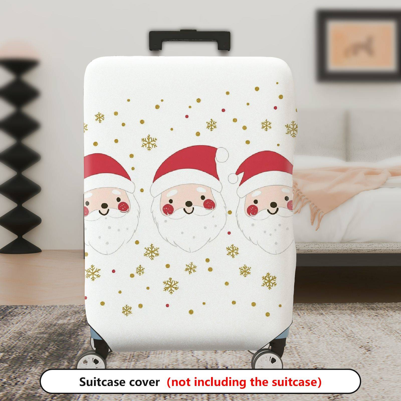 1-Piece Santa Claus Snowflakes Festive Cheerful Cute  Suitcase Luggage Cover, Stretch Protective Sleeve