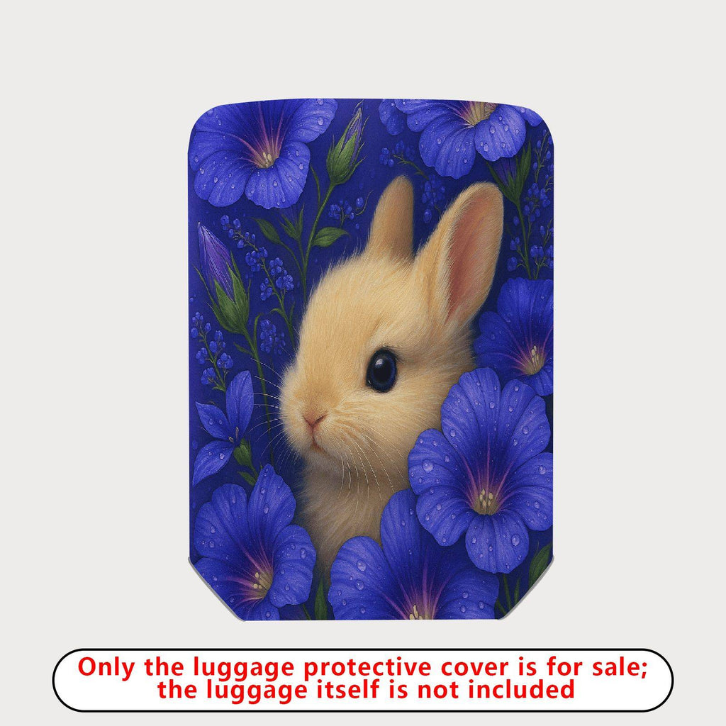 1-Piece Bunny Floral Blue Nature Cute Adorable  Suitcase Luggage Cover, Stretch Protective Sleeve