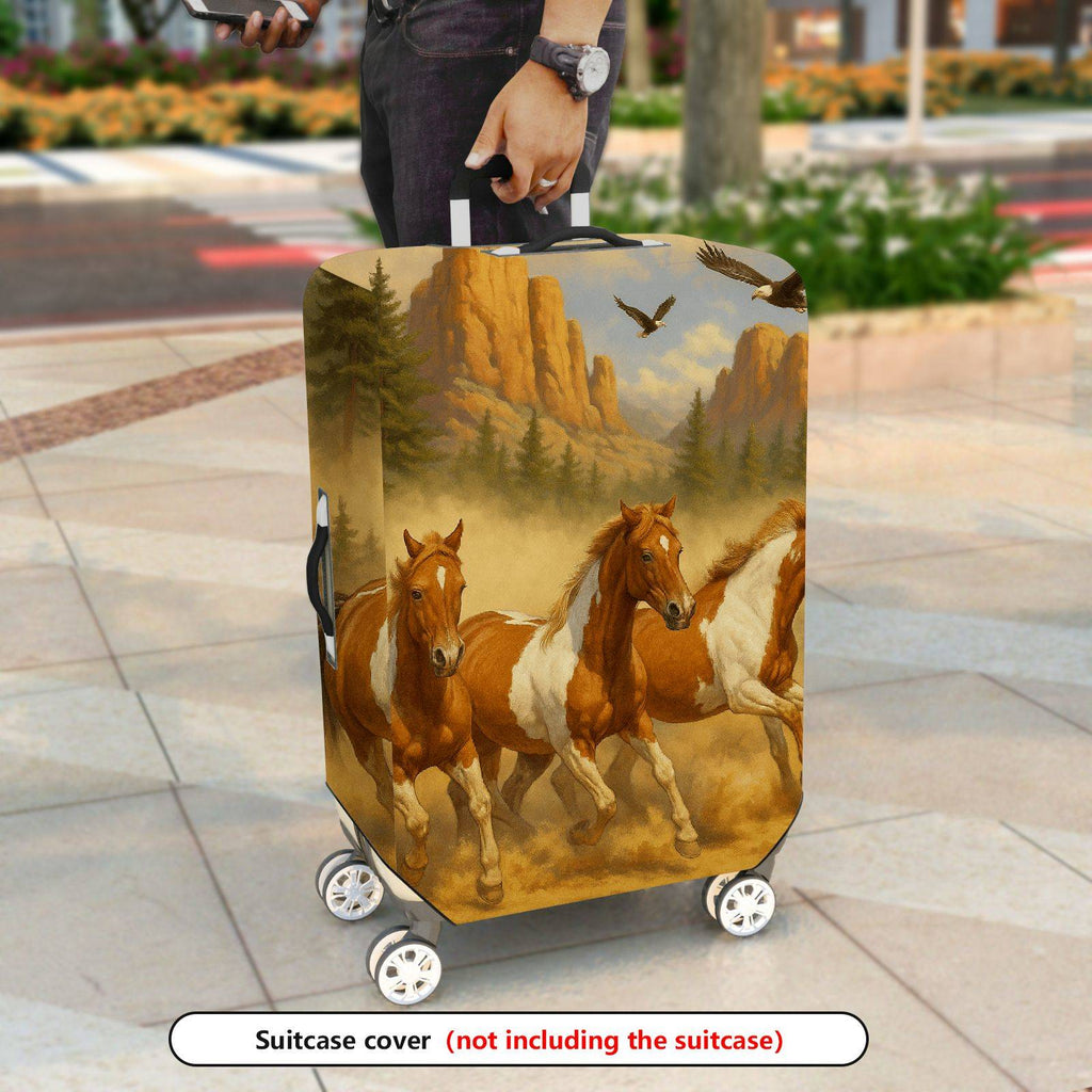 1-Piece Horse Landscape Adventure Nature Scenic Western Style  Suitcase Luggage Cover, Stretch Protective Sleeve