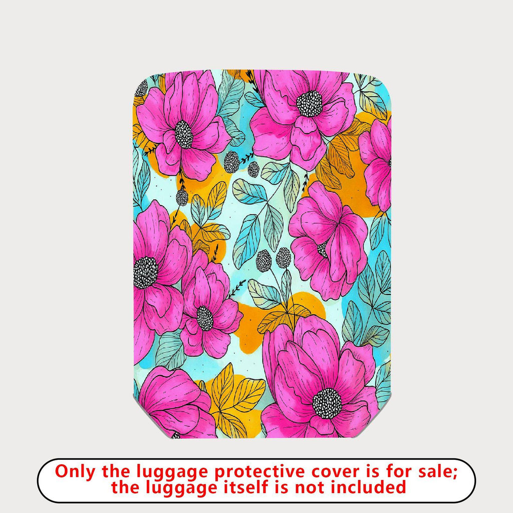 1-Piece Floral Pink Orange Blue Leaf Berry  Suitcase Luggage Cover, Stretch Protective Sleeve