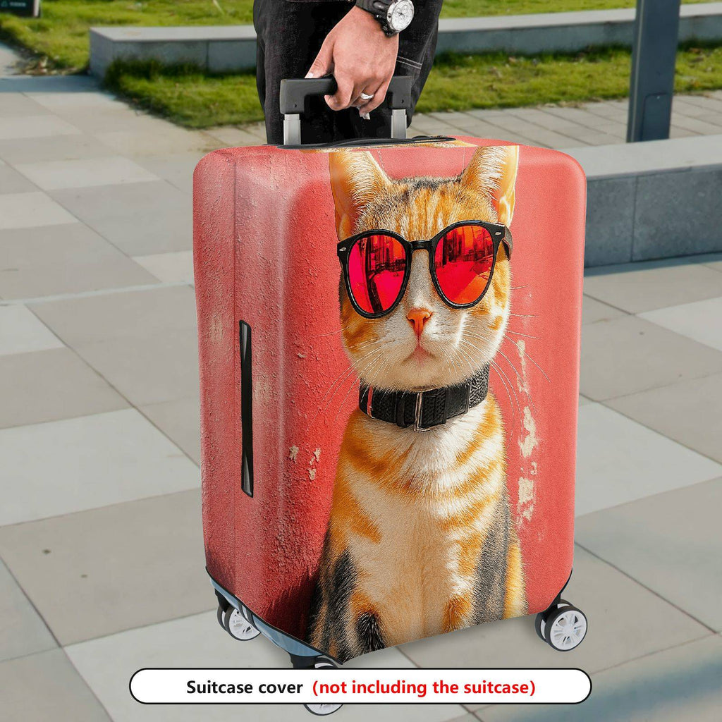 1-Piece Animal Art Red Texture Vintage Creative Fun  Suitcase Luggage Cover, Stretch Protective Sleeve