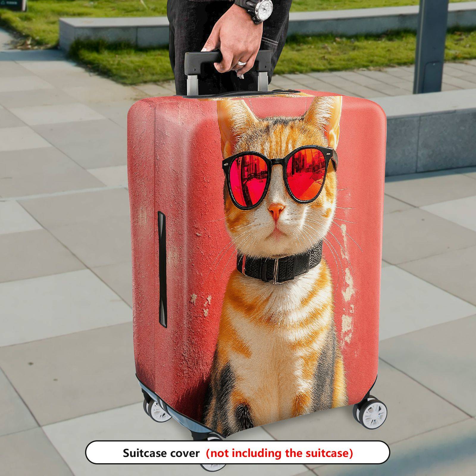 1-Piece Animal Art Red Texture Vintage Creative Fun  Suitcase Luggage Cover, Stretch Protective Sleeve