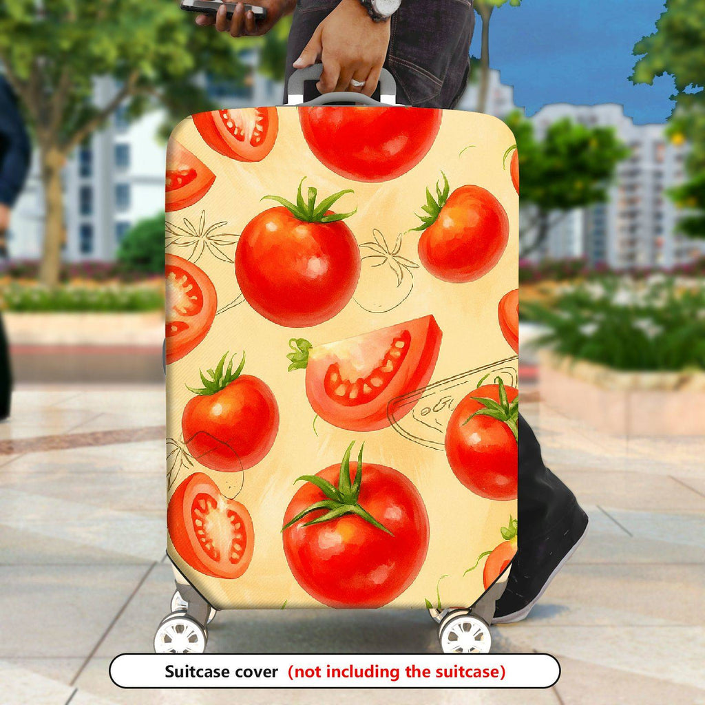 1-Piece Tomato Pattern Bright Red Juicy Fresh Artistic  Suitcase Luggage Cover, Stretch Protective Sleeve