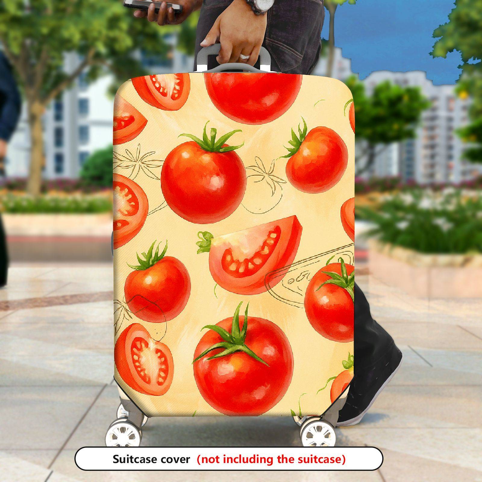 1-Piece Tomato Pattern Bright Red Juicy Fresh Artistic  Suitcase Luggage Cover, Stretch Protective Sleeve