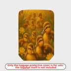 1-Piece Cute Duckling Pond Nature Floral Yellow  Suitcase Luggage Cover, Stretch Protective Sleeve