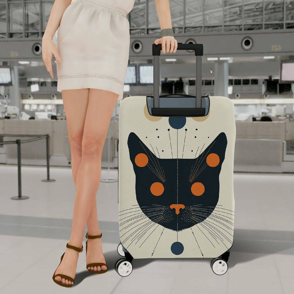 1-Piece Abstract Artistic Cat Pattern Colorful Travel Style Creative Modern  Suitcase Luggage Cover, Stretch Protective Sleeve