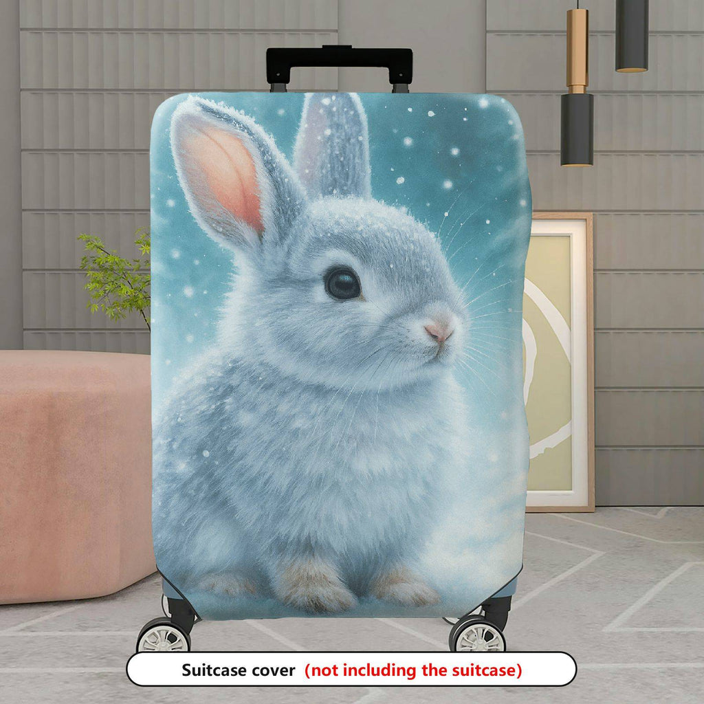 1-Piece Rabbit Snow Winter Animal Cute Nature  Suitcase Luggage Cover, Stretch Protective Sleeve