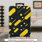 1-Piece Retro Modern Geometric Funky Yellow Black  Suitcase Luggage Cover, Stretch Protective Sleeve