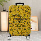 1-Piece Cosmic Starry Sky Text Inspirational Quote Artistic Yellow  Suitcase Luggage Cover, Stretch Protective Sleeve