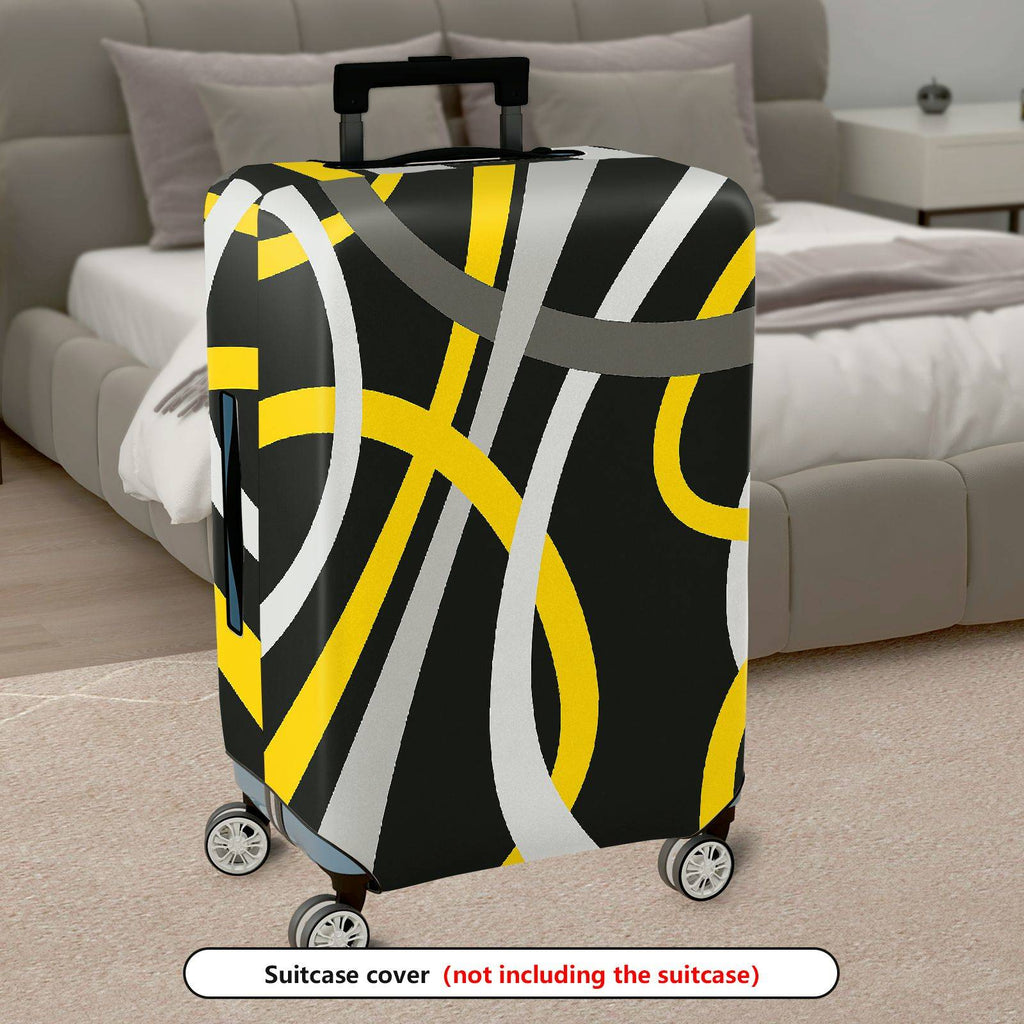 1-Piece Abstract Modern Geometric Artistic Black Yellow Gray  Suitcase Luggage Cover, Stretch Protective Sleeve