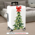 1-Piece Christmas Tree Red Ribbon Festive Holiday Luggage  Suitcase Luggage Cover, Stretch Protective Sleeve