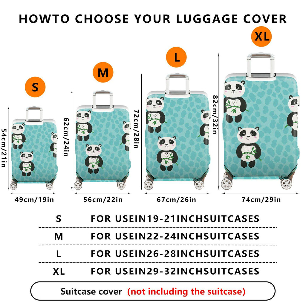 1-Piece Cute Panda Animal Pattern Blue Travel  Suitcase Luggage Cover, Stretch Protective Sleeve