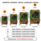 1-Piece African Culture Green Orange Black Silhouette Leaves  Suitcase Luggage Cover, Stretch Protective Sleeve
