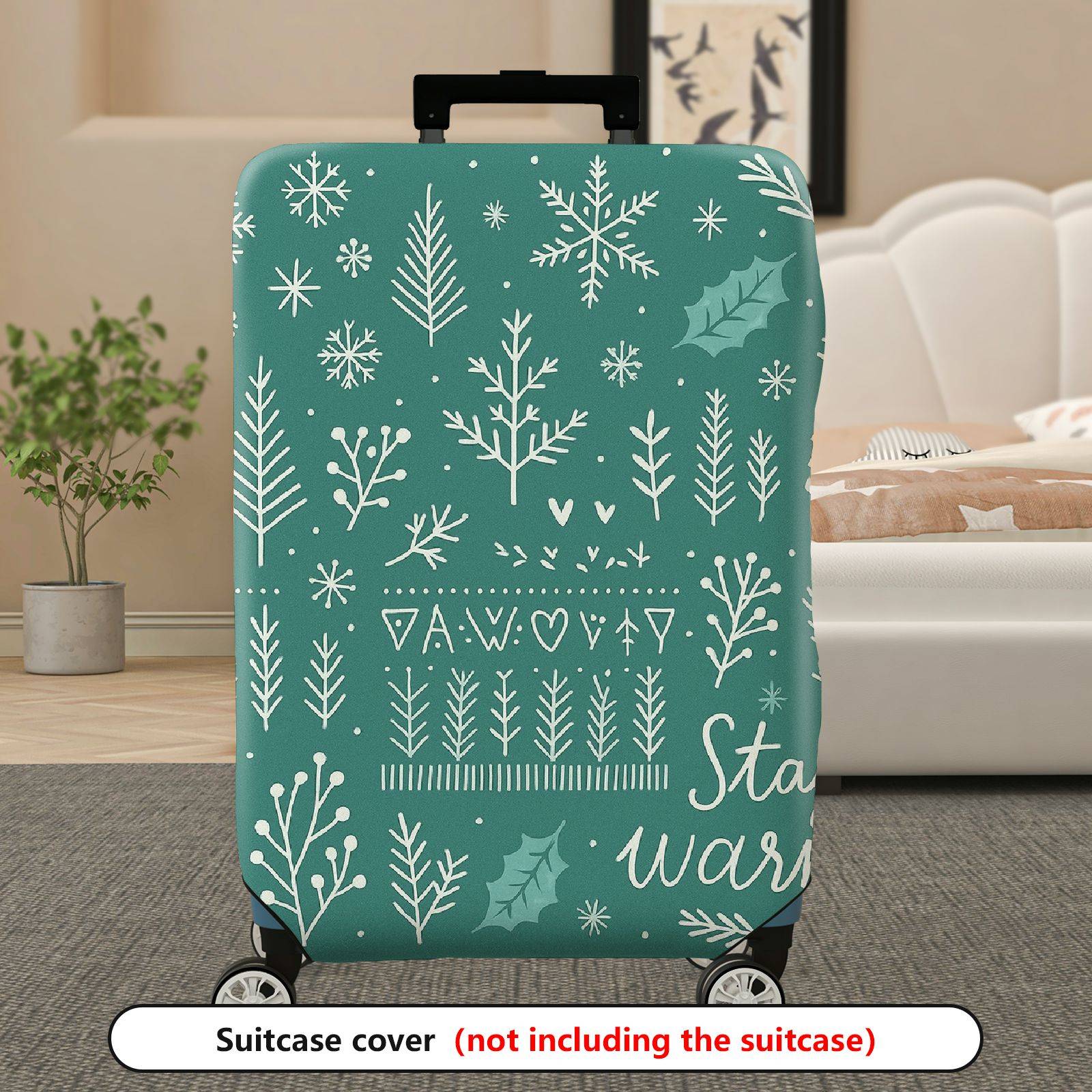 1-Piece Snowflakes Christmas Winter Holiday Festive  Suitcase Luggage Cover, Stretch Protective Sleeve