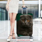 1-Piece Cute Cat Green Furry Animal Stylish  Suitcase Luggage Cover, Stretch Protective Sleeve