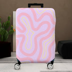 1-Piece Abstract Wavy Groovy Pink Purple  Suitcase Luggage Cover, Stretch Protective Sleeve