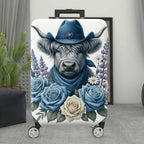 1-Piece Cowboy Cow Floral Butterfly Nature Bird  Suitcase Luggage Cover, Stretch Protective Sleeve