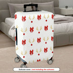 1-Piece Holiday Reindeer Bow Festive Cheerful Joyful  Suitcase Luggage Cover, Stretch Protective Sleeve
