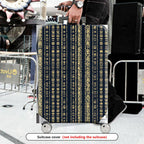 1-Piece Elegant Geometric Pattern Vertical Stripes Blue Gold  Suitcase Luggage Cover, Stretch Protective Sleeve