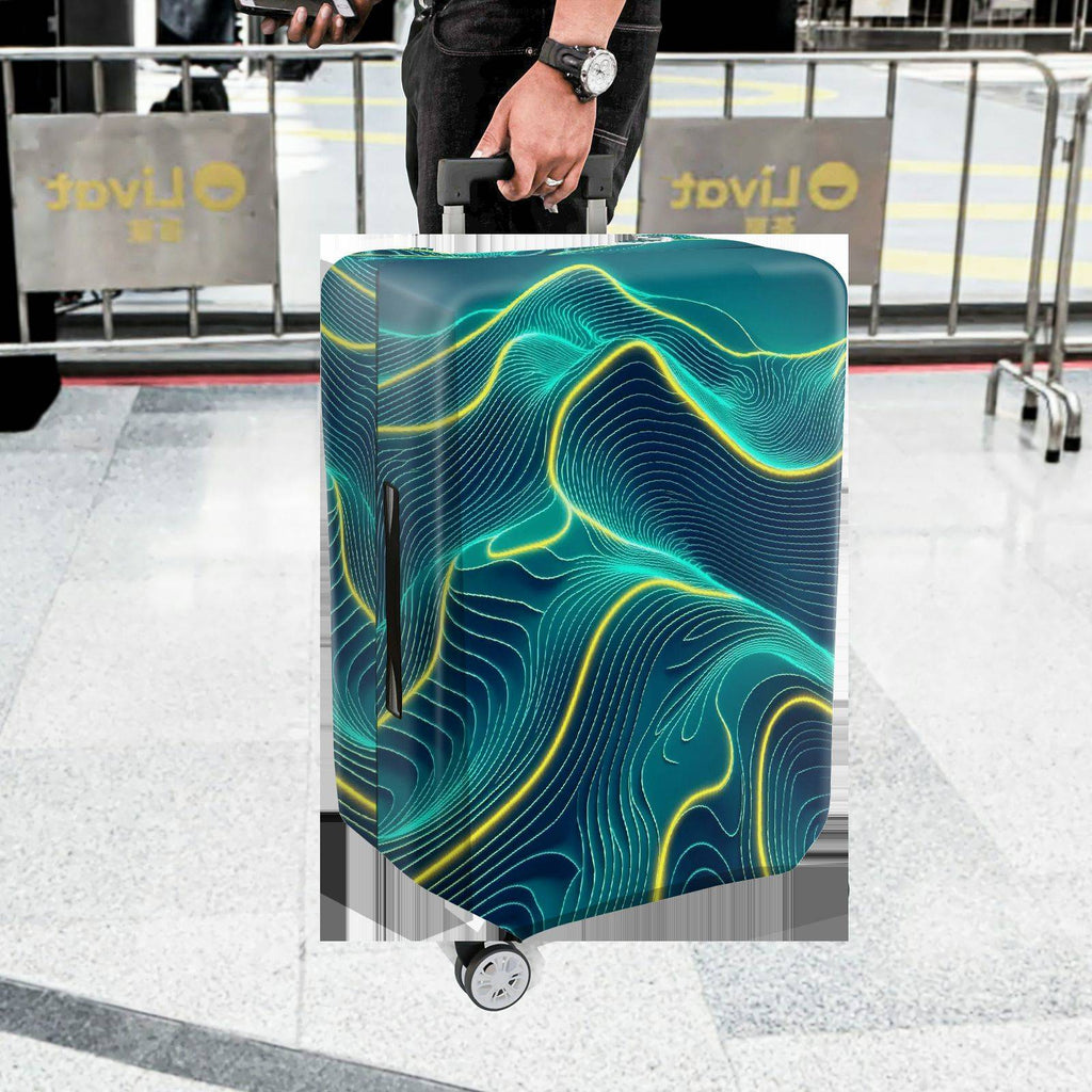 1-Piece Abstract  Line Wave Dynamic Vivid Geometric  Suitcase Luggage Cover, Stretch Protective Sleeve