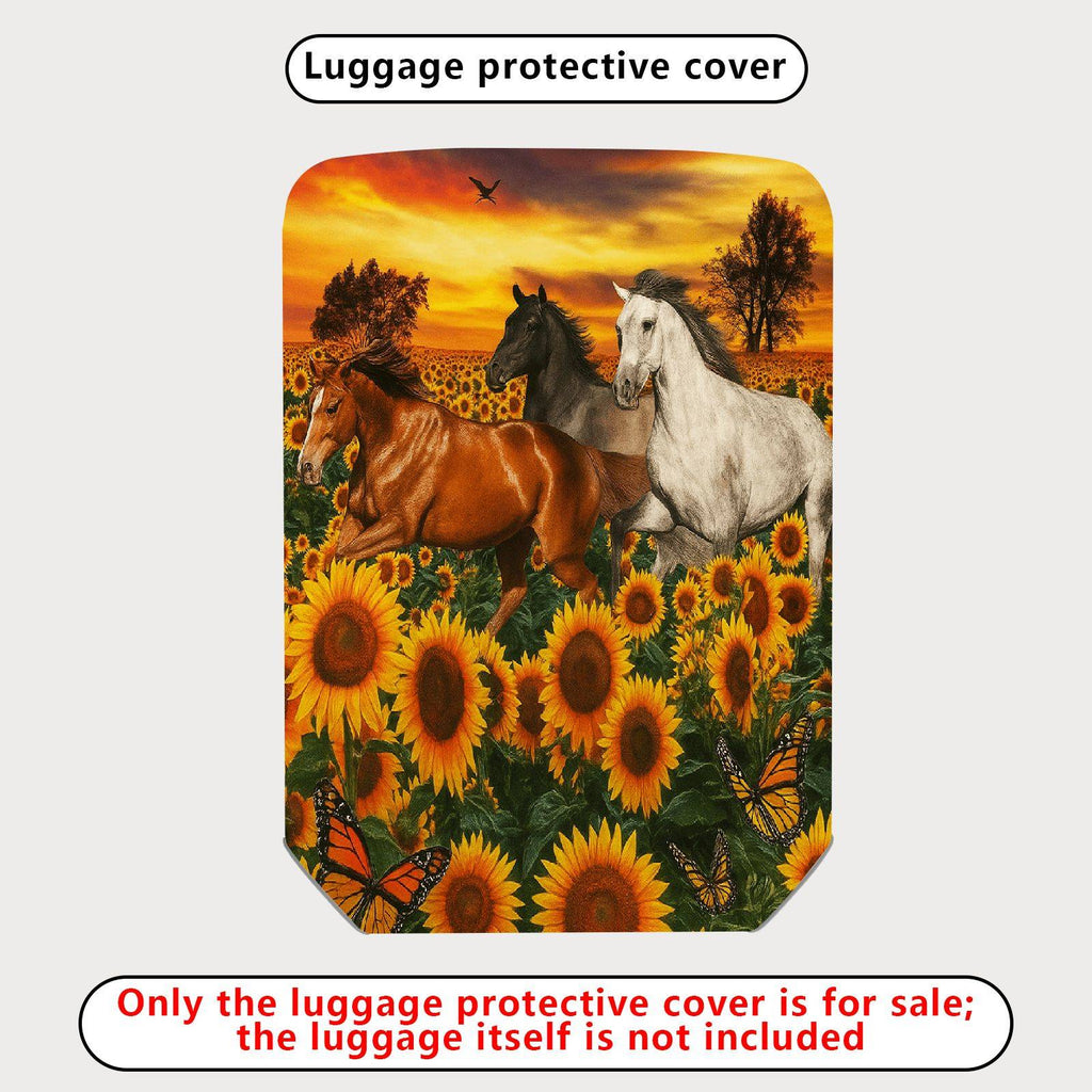 1-Piece Horse Sunflower Butterfly Sunset Landscape  Suitcase Luggage Cover, Stretch Protective Sleeve