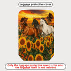 1-Piece Horse Sunflower Butterfly Sunset Landscape  Suitcase Luggage Cover, Stretch Protective Sleeve