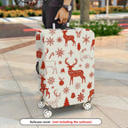1-Piece Christmas Holiday Deer Snowflakes Bells Ornaments  Suitcase Luggage Cover, Stretch Protective Sleeve