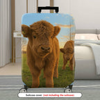 1-Piece Cute Cow Animal Pasture Sunset Scenic Country  Suitcase Luggage Cover, Stretch Protective Sleeve