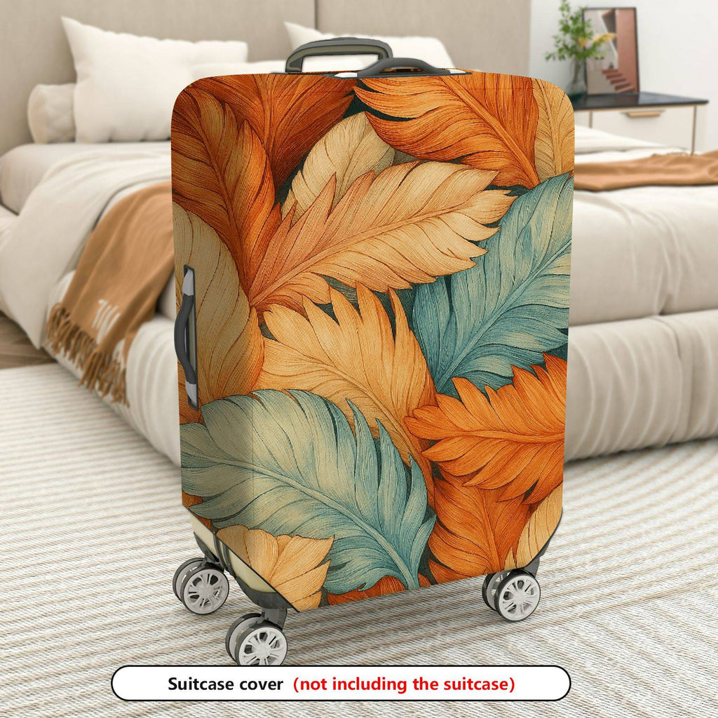 1-Piece Autumn Leaf Pattern Colorful Decorative Artistic Feather  Suitcase Luggage Cover, Stretch Protective Sleeve