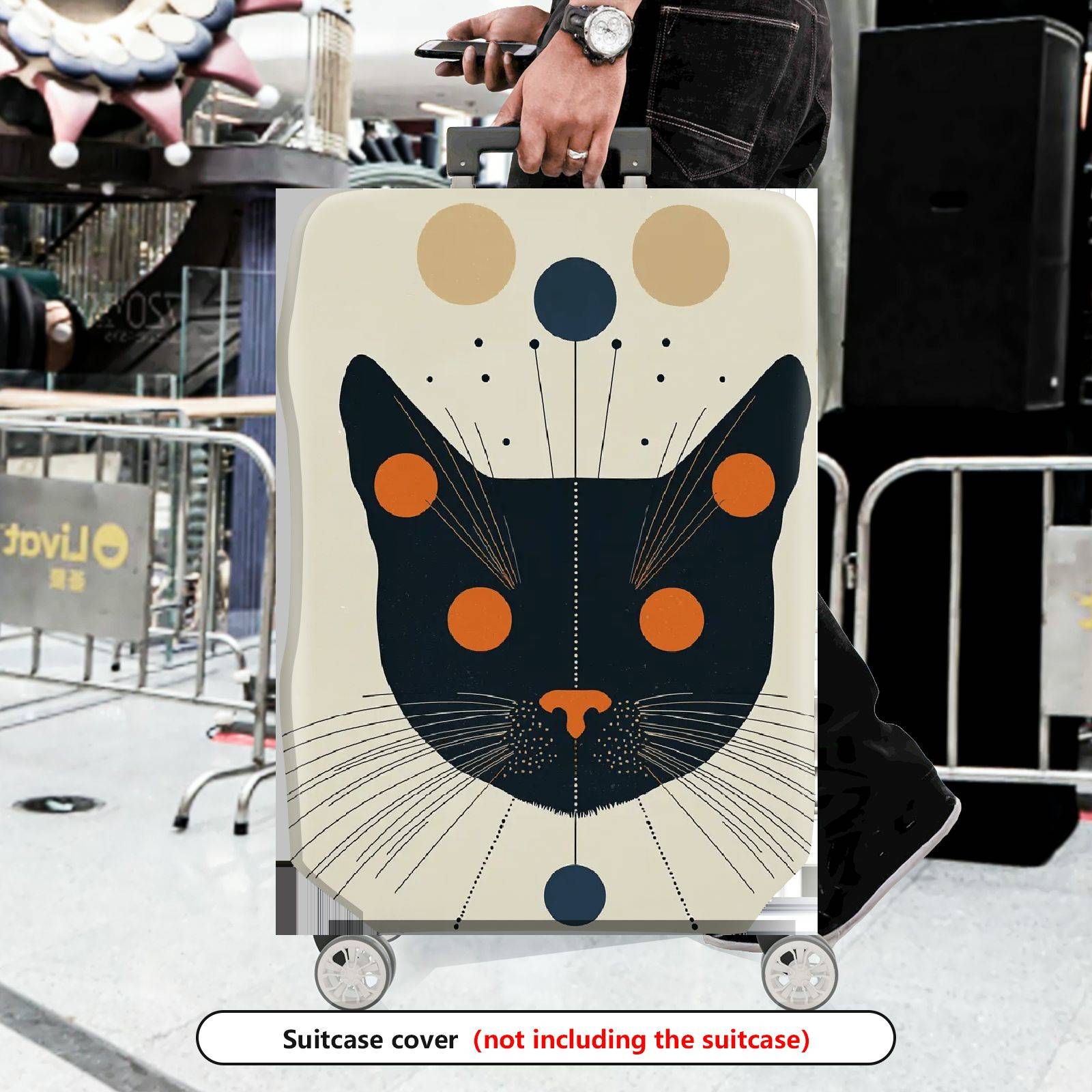 1-Piece Abstract Artistic Cat Pattern Colorful Travel Style Creative Modern  Suitcase Luggage Cover, Stretch Protective Sleeve