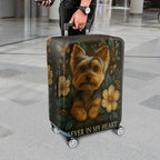 1-Piece Yorkie Dog Floral Nature Butterfly Text  Suitcase Luggage Cover, Stretch Protective Sleeve