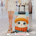 1-Piece Cute  Cat Winter Holiday Snow Fluffy Adorable  Suitcase Luggage Cover, Stretch Protective Sleeve