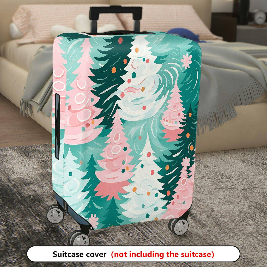 1-Piece Christmas Tree Festive Winter Holiday Pattern  Suitcase Luggage Cover, Stretch Protective Sleeve