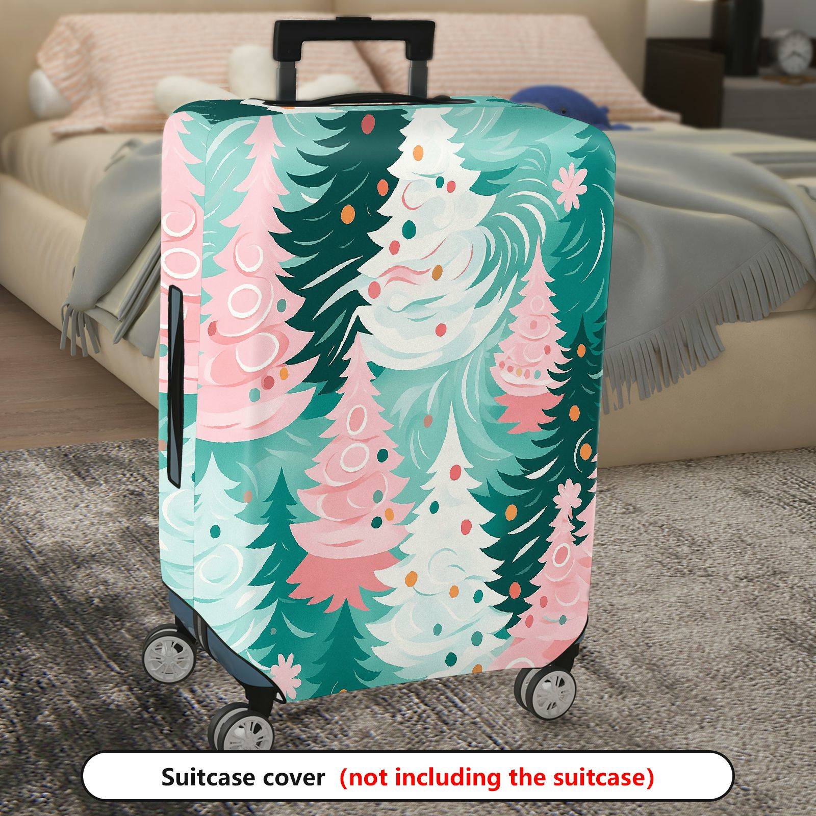 1-Piece Christmas Tree Festive Winter Holiday Pattern  Suitcase Luggage Cover, Stretch Protective Sleeve