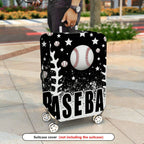 1-Piece Baseball Black White Stars Sport Travel Holiday  Suitcase Luggage Cover, Stretch Protective Sleeve