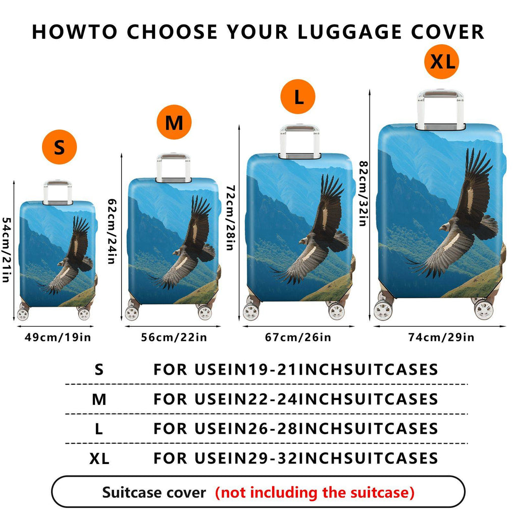 1-Piece Eagle Mountain Nature Landscape Travel Animal Wildlife  Suitcase Luggage Cover, Stretch Protective Sleeve