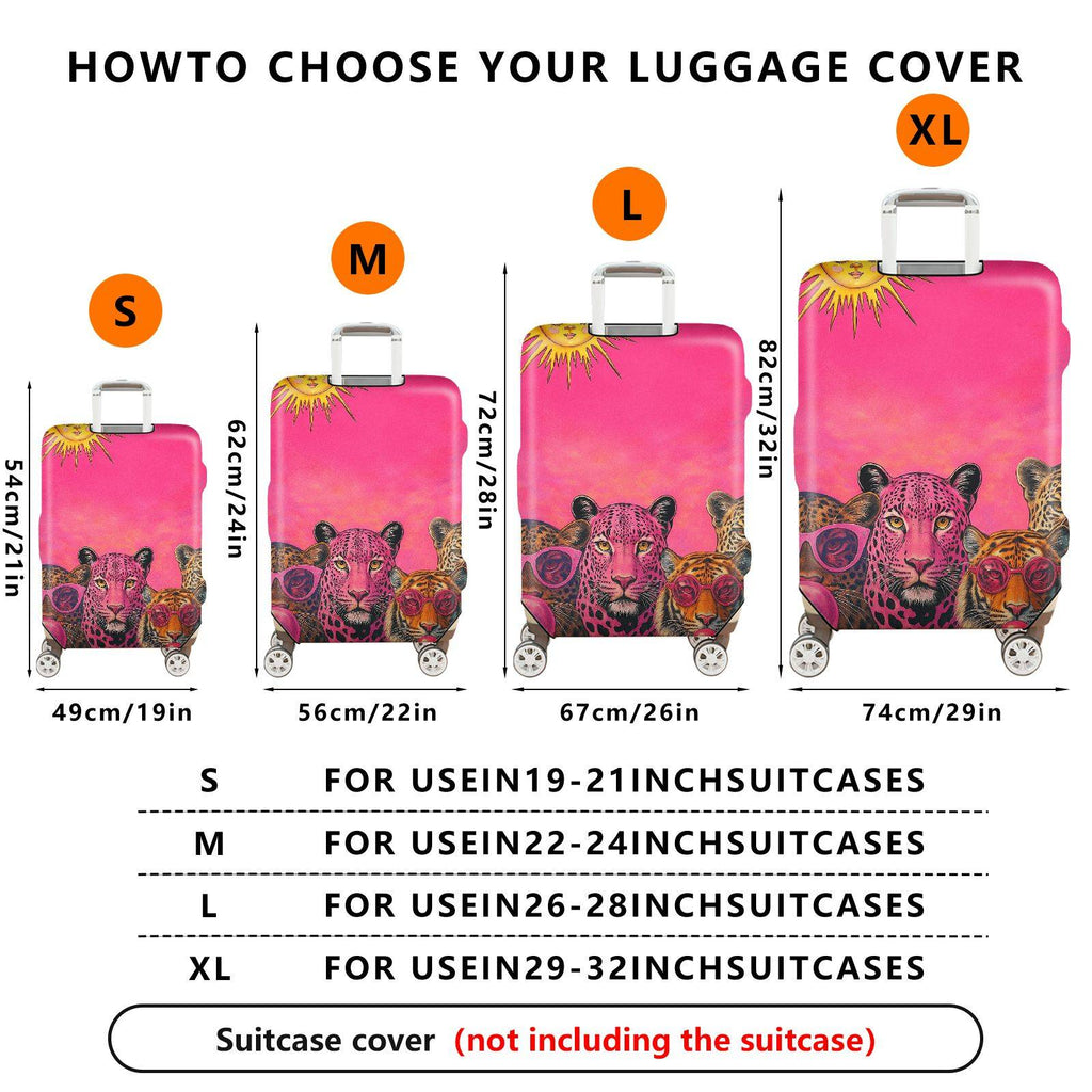 1-Piece Sun Leopard Tiger Pink Vibrant Artistic  Suitcase Luggage Cover, Stretch Protective Sleeve
