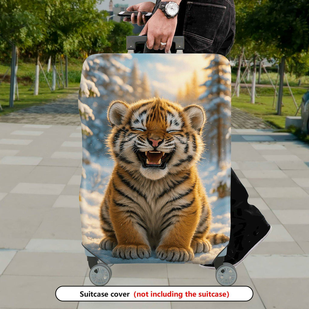 1-Piece Cute Snowy Forest Tiger Animal Print  Suitcase Luggage Cover, Stretch Protective Sleeve