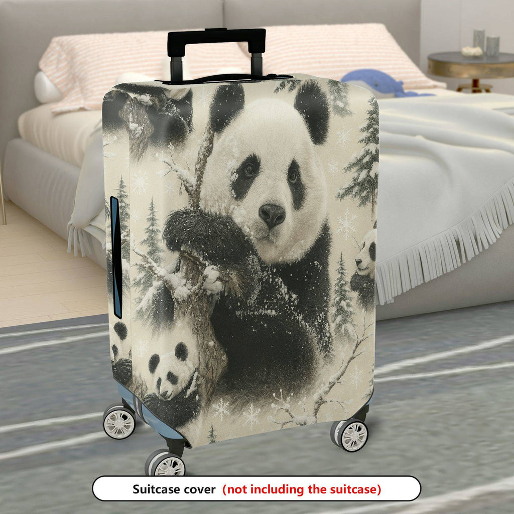 1-Piece Panda Snow Forest Winter Nature Cute Animal  Suitcase Luggage Cover, Stretch Protective Sleeve