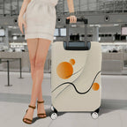 1-Piece Minimalist Abstract Geometric Art Orange Swirl  Suitcase Luggage Cover, Stretch Protective Sleeve