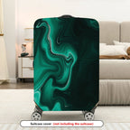 1-Piece Abstract Green Marble Swirl Design  Suitcase Luggage Cover, Stretch Protective Sleeve