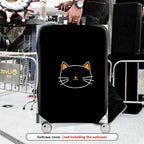 1-Piece Black Cat Cute  Whiskers Ears Face  Suitcase Luggage Cover, Stretch Protective Sleeve