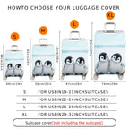 1-Piece Cute Adorable Winter Penguin Snow Friends  Suitcase Luggage Cover, Stretch Protective Sleeve