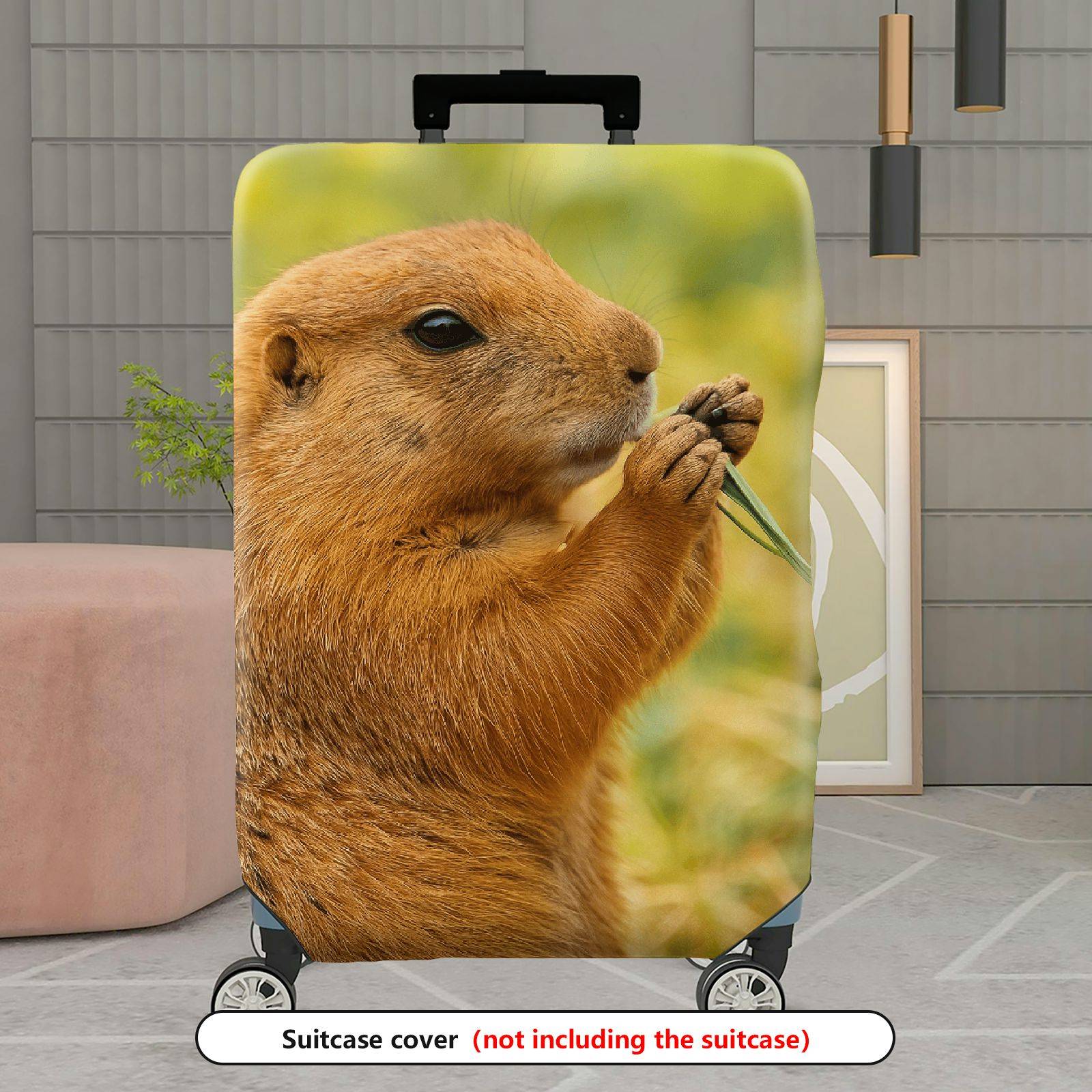 1-Piece Brown Animal Nature Wildlife Cute Prairie Dog  Suitcase Luggage Cover, Stretch Protective Sleeve