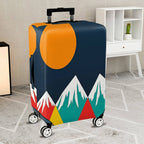 1-Piece Mountain Sunset Colorful Artistic Geometric Travel  Suitcase Luggage Cover, Stretch Protective Sleeve