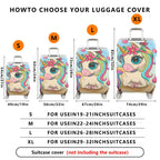 1-Piece Cute Colorful Unicorn Floral Heart Fantasy Rainbow  Suitcase Luggage Cover, Stretch Protective Sleeve